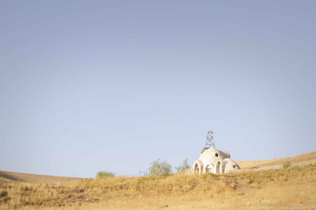 a long shot view of finshed superadobe